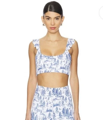 NUEVO Beach Riot Talla Pequeña Audrey Top Corto Bikini Blanco Azul Traje de Baño Sujetador Deportivo Foto 1 de 4