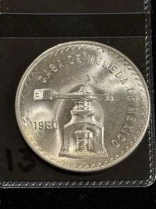 1980 Mexikanisches Silber 1 Feinunze Casa De Moneda De Mexico Waage & Glocke - Bild 1 von 2