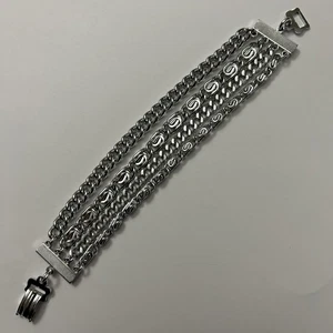 "Brazalete de cadena vintage Luxor Tropic Alemania multihilo tono plata 7,5""" - Imagen 1 de 6