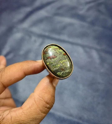 Precioso anillo de piedra de sangre de dragón de cobre puro hecho a mano anillo ajustable joyería Foto 1 de 4