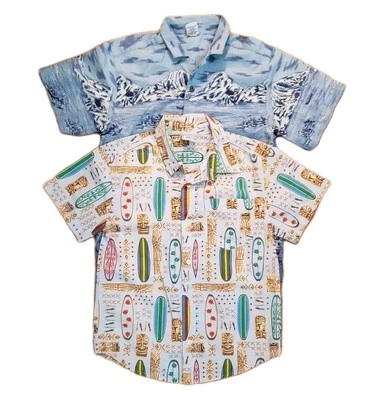 Old Navy Hawaiian Shirts Boys Bundle of 2 sz M Island Tropics Surf Tops Summer - Image 1 of 4