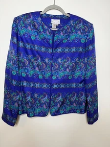 Adrianna Papell Damen 14 Seide Paisley Blumen Sakko Lila Blau Karriere Abend - Bild 1 von 10