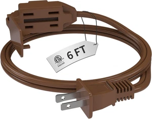 Indoor Extension Cord 6ft Brown 3 Outlet 2 Prong 16 Gauge ETL Listed - Picture 1 of 11