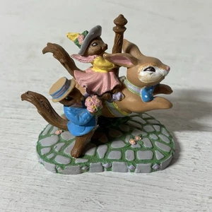 CAROUSEL SQUIRRELS on RABBIT BY KATHY JEFFERS 1993 AVON FIGURINE  - Picture 1 of 5