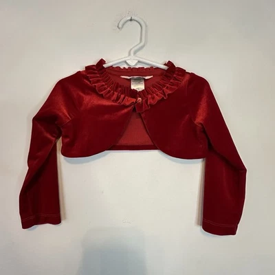 Pippa & Julie Girl’s Formal Dress Coat Red Bolero Shrug Cropped Cardigan 24 Mos - Image 1 of 4