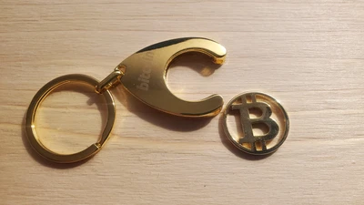 Bit Münze - Schlüsselanhänger mit Chip - EKW - Korbchip - Goldfarbig Chip #1 - Bild 1 von 3