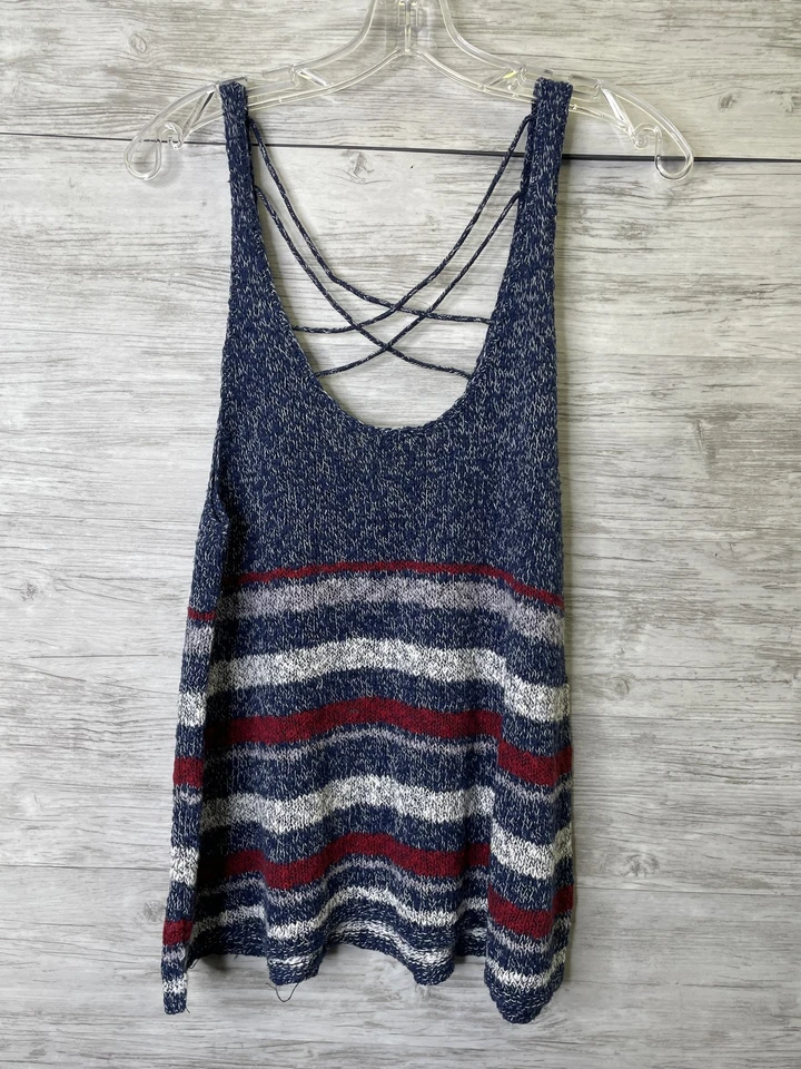 Suéter American Eagle para mujer 2XL a rayas entrecruzadas espalda sin mangas pulóver Foto 1 de 4