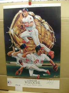 Omar Vizquel 4 Time Consecutive Gold Glove Awards Signed /Autographed Poster - Picture 1 of 9