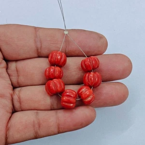Cuentas antiguas de coral rojo piedras preciosas sueltas 100 % naturales cuentas talladas de coral italiano - Imagen 1 de 10