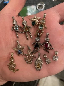 Lot of 12 Sterling Silver People & Stone Charms 21.3 Grams Total .925 Silver - Picture 1 of 7