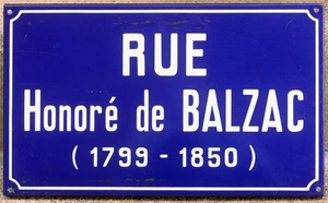 Old blue enamel French street sign Honoré de Balzac Saint-Maurice-de-Beynost - Picture 1 of 1