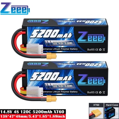 2x Zeee 4S 14.8V 5200mAh Lipo Akku XT60 120C für RC Boat Drone RC Auto Flugzeug - Bild 1 von 4