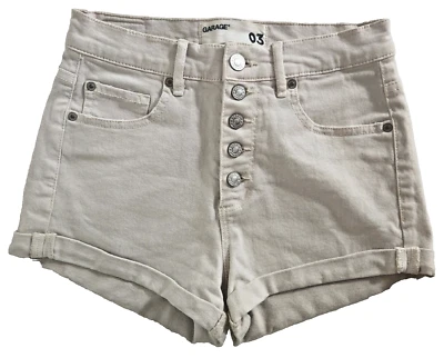 Pantalones Cortos Garaje Juniors Talla 3 Beige Botón Mosca Cintura Alta Puños Boho Retro Cortos Foto 1 de 4