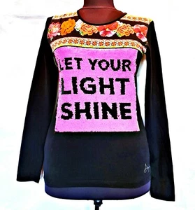 AUTHENTIC DESIGUAL POP ART LOGO BEADS BLACK PINK GIRLS TOP BLOUSE-SIZE:US12/158 - Picture 1 of 12