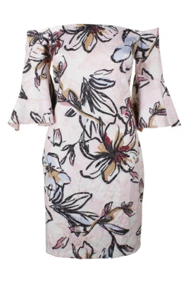 Linge Par Shelli Segal Rose Multi Imprimé Jacquard Sans Épaules - Photo 1/3