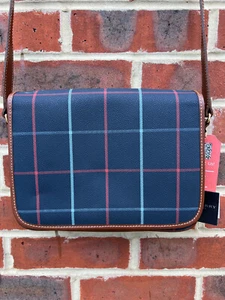 New Burberry Vintage Ladies PVC Leather Tartan check Shoulder Bag Blue Factory - Picture 1 of 12