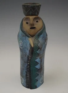LAZART JUDY PEELE POTTERY COMANCHE TRIBAL PEOPLE FIGURINE LIMITED ED. SIGNED - Picture 1 of 9