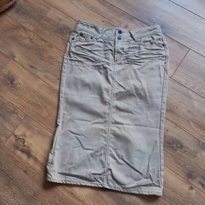 GUESS JEANS SKIRT BEIGE DENIM PENCIL COTTON VINTAGE 90S Y2K UTILITY S 8 10 UK - Picture 1 of 12