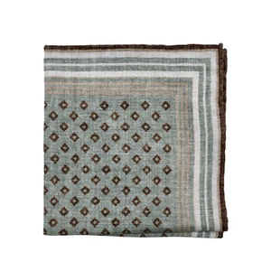 BRUNELLO CUCINELLI MEN'S 100% SILK GEOMETRIC POCKET SQUARE - Picture 1 of 2