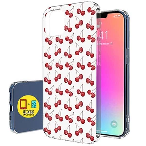 Funda delgada para Apple iPhone 14, estampado patrón cerezas, pantalla de vidrio incl., EE. UU. - Imagen 1 de 8
