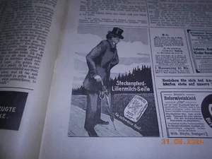 orig. Werbung Reklame Annonce Steckenpferd Lilienmilch Seife ca. 1910 Zylinder - Picture 1 of 1