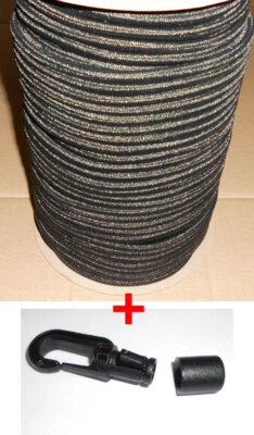 MIEDERHOFF Expanderseil SCHWARZ Kordel Gummiseil Planenseil Seil Plane + PVC Karabiner