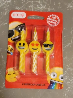 Paquete de 6 velas emoji para pastel de cumpleaños Foto 1 de 3