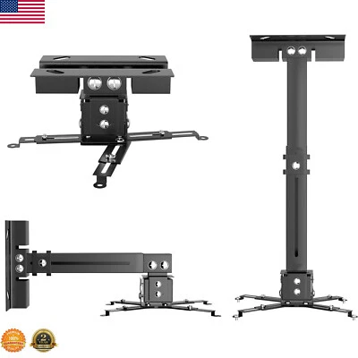 SCREENMAX 3in1 Universal 360° Swivel Tilt Projector Mount Ceiling Wall Holder Bracket 44lb