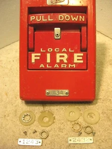 2 vintage number plates and matching code wheels for Couch fire alarms - Picture 1 of 2