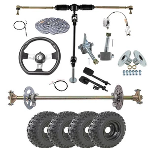 Go Kart ATV 29" Hinterachse Live Axle Kit 6" Räder Vorderradlenkung 3 Stud Achsschenkel Nabe - Bild 1 von 13