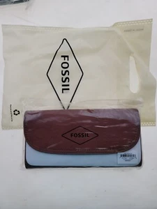 Fossil Cleo Flap Clutch Brandy Brown Leather Wallet Purse NWT $100 Multicompart - Picture 1 of 3