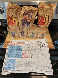 Vtg 2000 McDonald’s Bags 4 Pc Walt Disney World Celebration Glasses Mickey Mouse - Picture 1 of 14