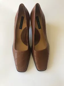 Sesto Meucci Brown Leather Square Toe Classic Pumps Heels Women's Sz 7.5 M - Picture 1 of 8