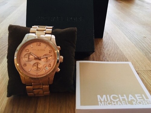 Orologio da donna Michael Kors MK5128 con scatola e manuale ottime condizioni oro rosa!