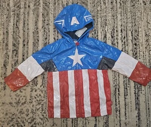 Disney Store Captain America Rain Jacket Coat Marvel Avengers boys Sz 9/10 Nwt - Picture 1 of 4