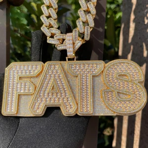 Custom Hip Hop Large Name A-Z Letters Pendant Necklace 5A T Zircon Mens Jewelry - Picture 1 of 6