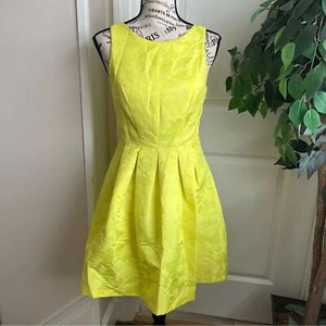Alexia Admor Jacquard Fit & Flare Sleeveless Dress Yellow Sz XS - Picture 1 of 16