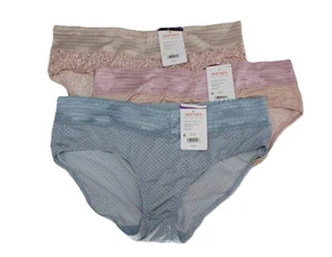 Nuevo conjunto de 3 bragas WARNER'S sin muffin top HIPSTER PUNTO AZUL BEIGE RAYAS FLORALES - Imagen 1 de 6