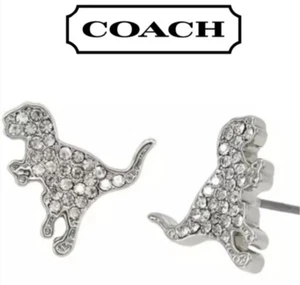 NWT Coach Rexy Silver Tone Crystal Stud Earrings With Gift Pouch - Picture 1 of 3