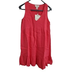 Cynthia Rowley red linen dress . small uk 8 V neck BNWT - wedding- parties. - Picture 1 of 6