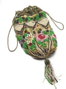Antique Victorian Beaded Purse Pouch Needs Repair - Picture 1 of 8