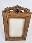 Vintage Style Hand Carved Wood 3.5" x 5" Photo Picture Frame Emerald Green