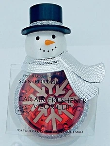 BATH & BODY WORKS SCENTPORTABLE SNOWMAN CHRISTMAS ORNAMENT BLACK HAT VISOR CLIP - Picture 1 of 2