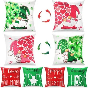 Set of 4 Happy Valentine's Day St.Patrick's Pillow Covers 18x18 Colorful - Picture 1 of 8