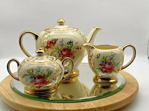 Vintage Sadler Floral Teapot Milk Jug And Sugar Bowl - Picture 1 of 12