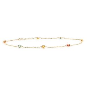 14K Yellow Gold Gemstone Anklet Bracelet With Multi Color Sapphires 9 Inches