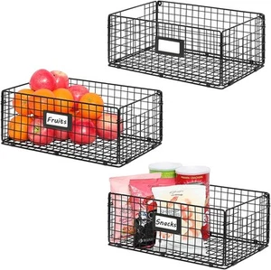 Foldable Cabinet Wall Mount Metal Wire Basket Organizer Pantry Basket with Ha... - Picture 1 of 8