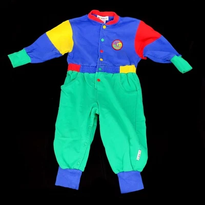 Vintage Gymboree Romper Rainbow Tag Primary Colors Boys Girls Small 1 1/2 -2 1/2 - Image 1 of 4