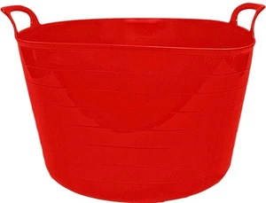 FLEXI TUB 39L Red WITH HANDLE BUILDER BUCKET TRUG CONSTRUCTION CONTAINER BUCKET - Picture 1 of 5