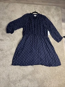 Marineblaues XL Time & Tru Midikleid mit langen Ärmeln.  Neu.  Vielseitig, bequem - Bild 1 von 11